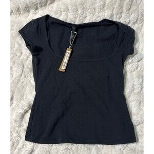 SKIMS Cotton Jersey Scoop Neck T-Shirt | Soot | Size S